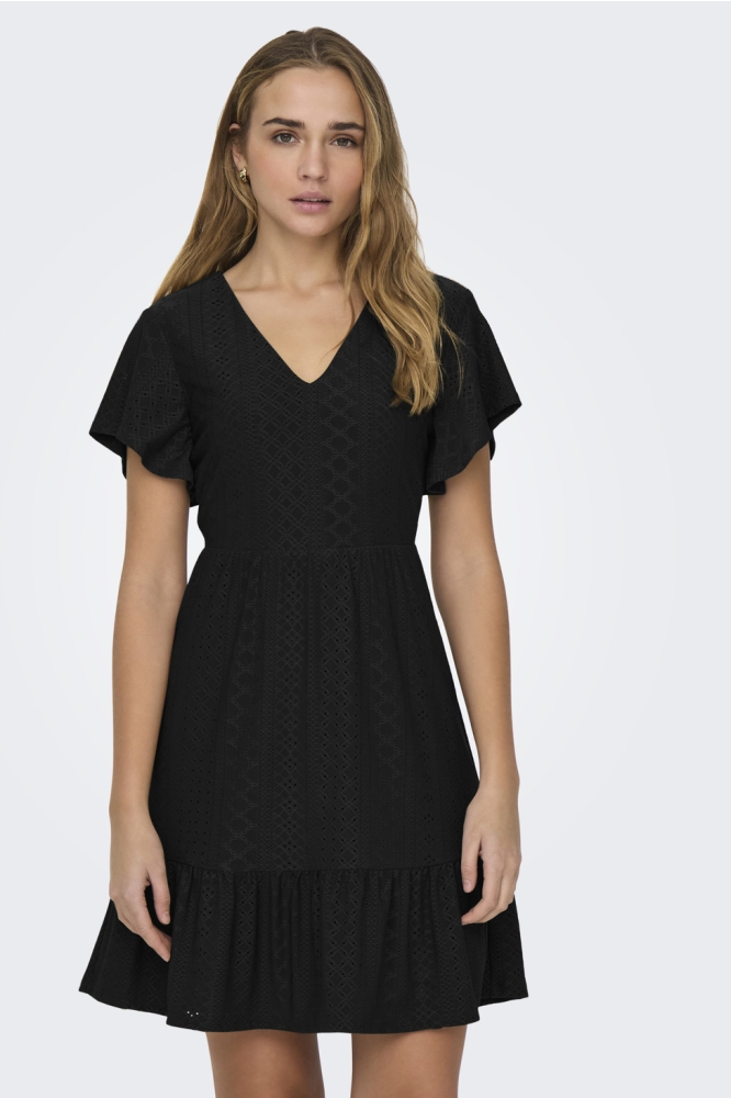 ONLSANDRA S/S V-NECK DRESS JRS 15289687 Black